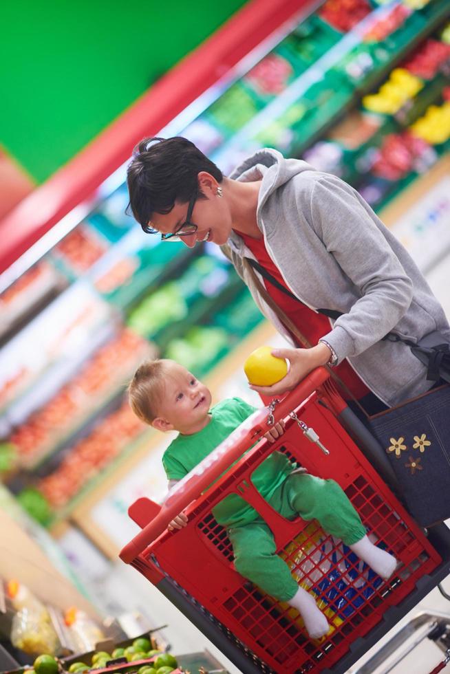 mother with baby in shopping photo