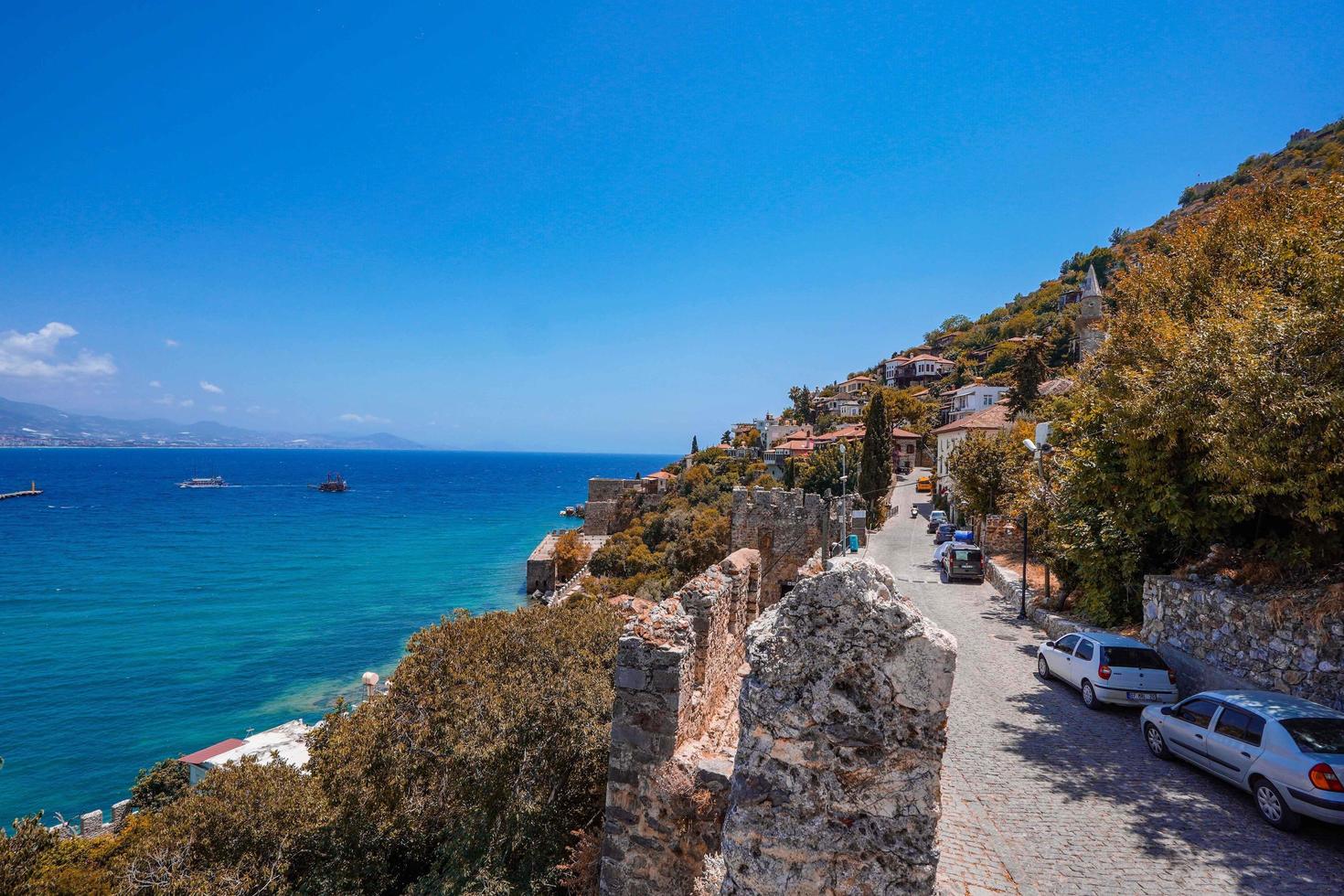 Alanya 2022 Antalya aerial city with castle and sea photo