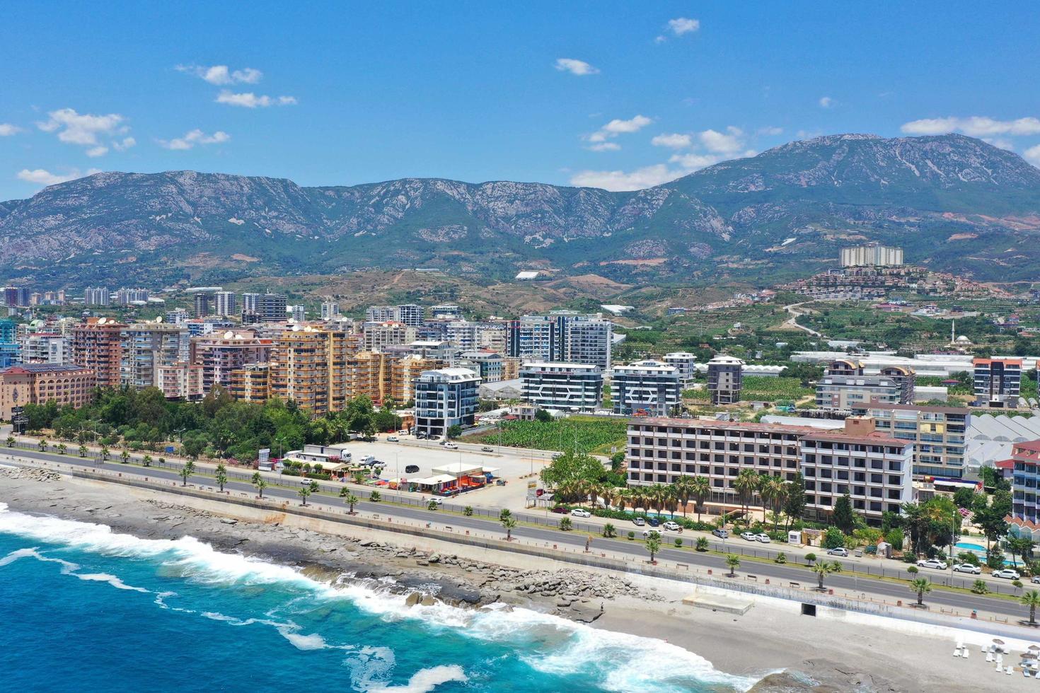 Alanya 2022 Antalya aerial city with beach and sea photo