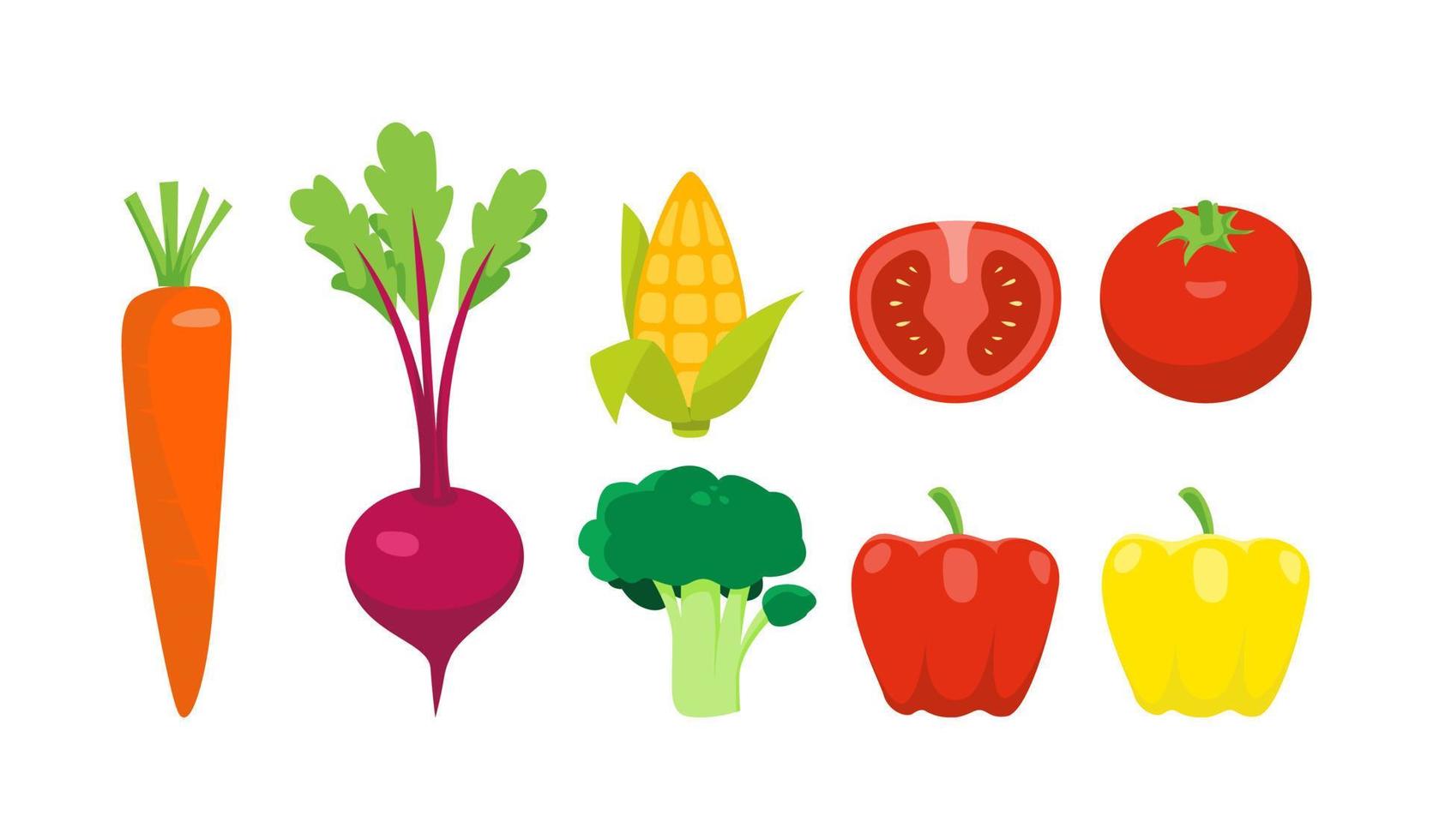 establecer el diseño de vectores de verduras, verduras de icono simple