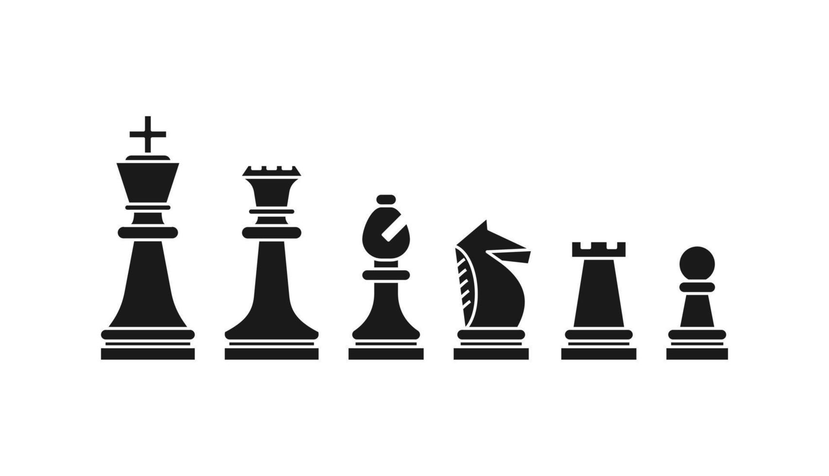 Chess black icon set vector art
