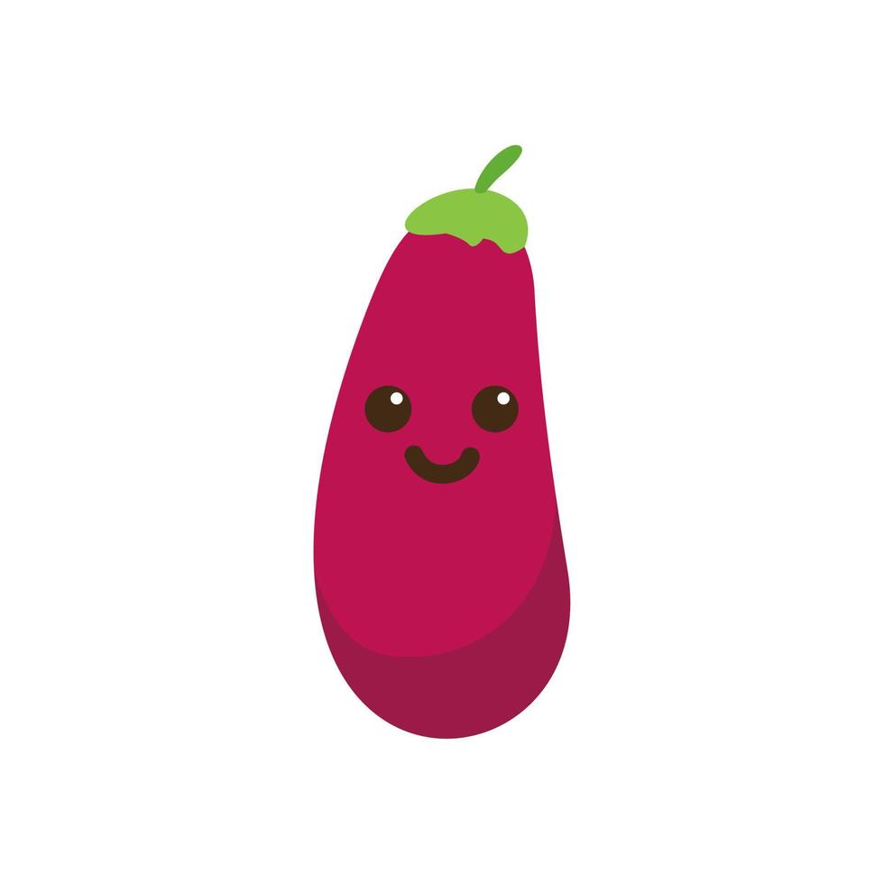 purple eggplant vector design, cute baby purple eggplant icon character