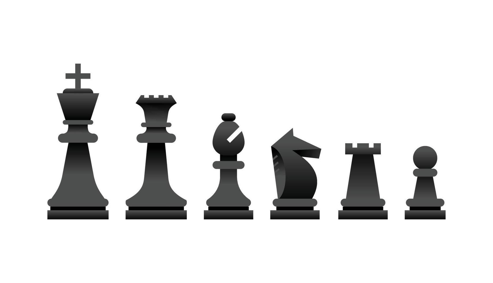 Chess black vector set realistic icon