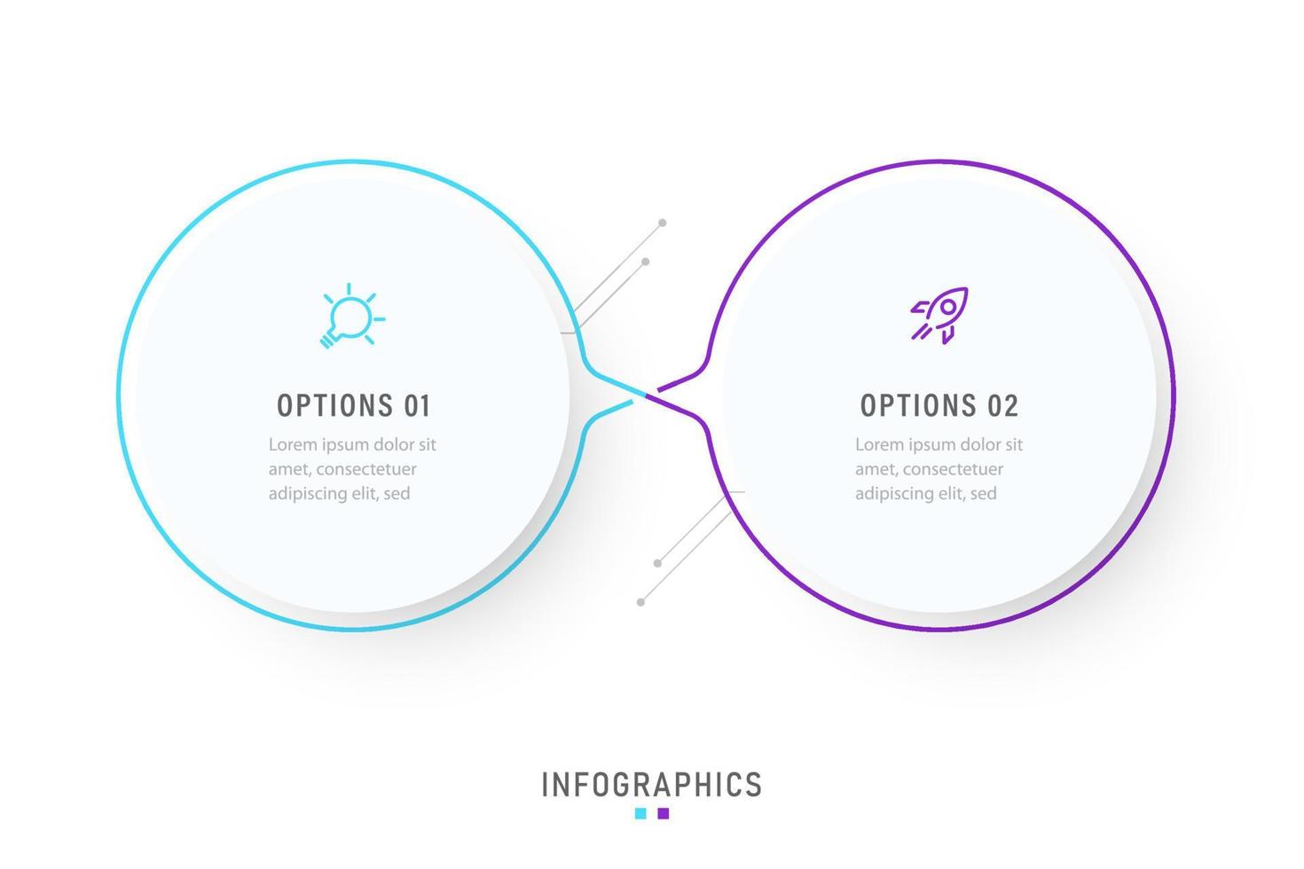 plantilla de diseño de etiquetas infográficas vectoriales con iconos y 2 opciones o pasos. se puede utilizar para diagramas de proceso, presentaciones, diseño de flujo de trabajo, banner, diagrama de flujo, gráfico de información. vector