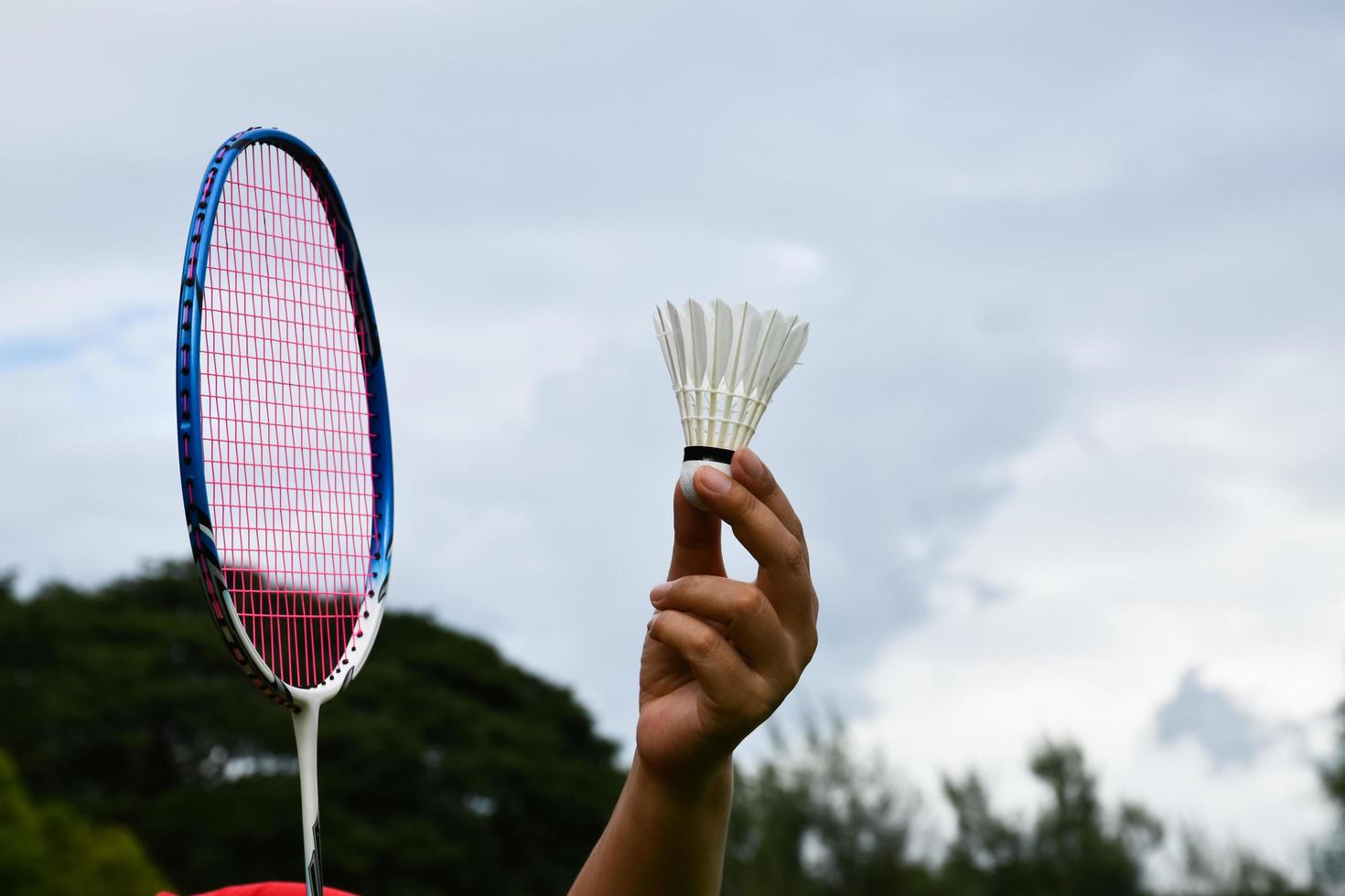 Outdoor badminton equipments shuttlecocks rackets. Outdoor badminton playing concept. 11603469