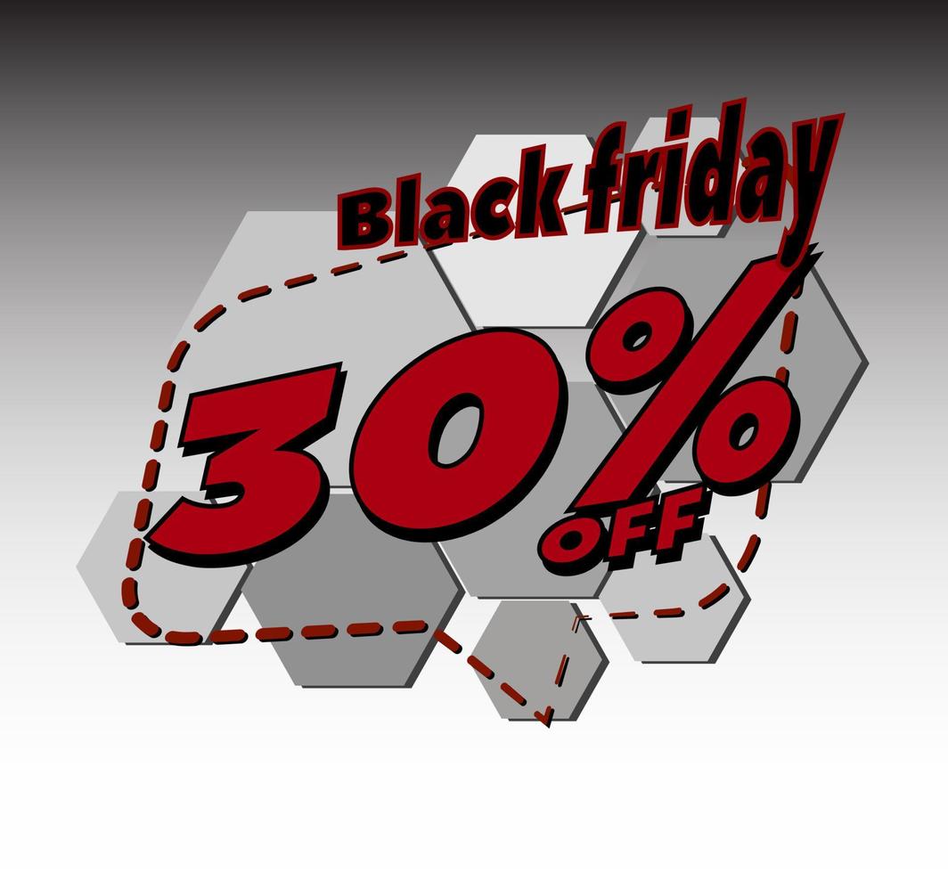 BLACK FRIDAY 30 PERCENT OFF PROMOTION LABEL, SALES FLAG AND OVERFLOW vector