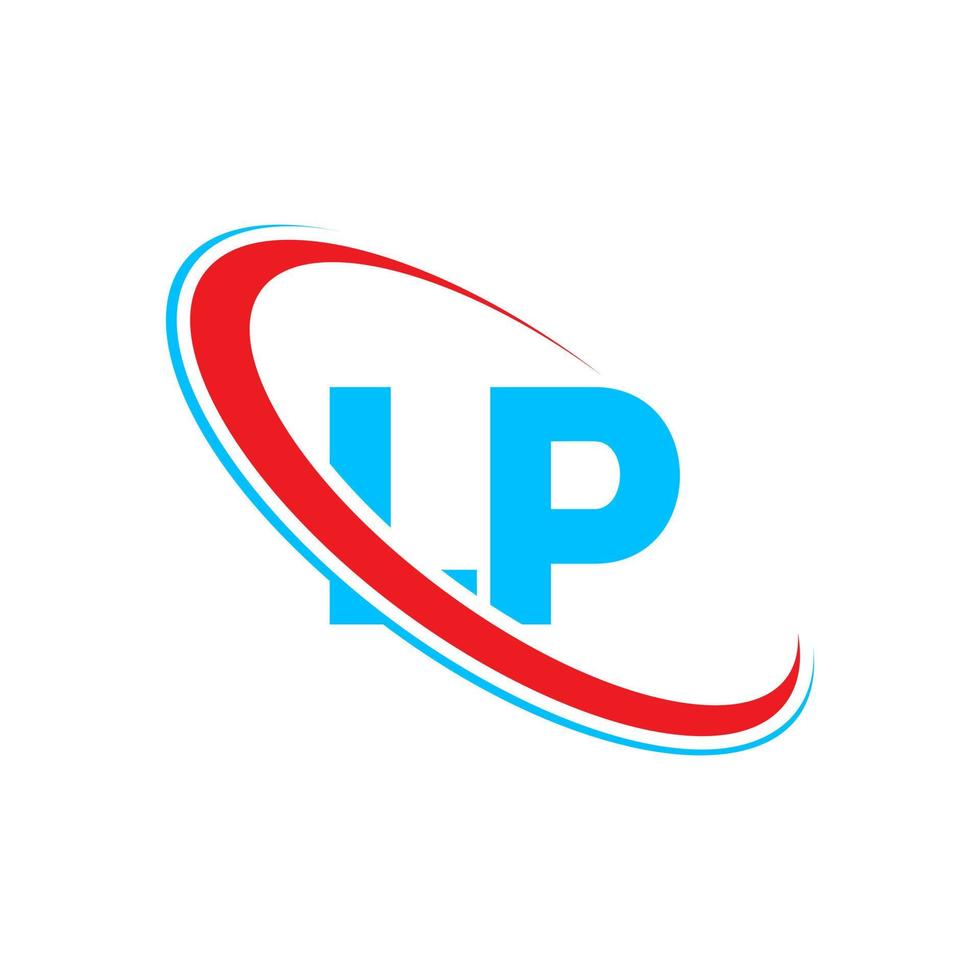 logotipo de lp. diseño de lp. letra lp azul y roja. diseño de logotipo de letra lp. letra inicial lp círculo vinculado logotipo de monograma en mayúsculas. vector