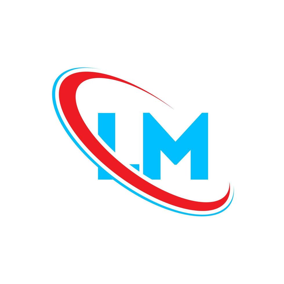 LM logo. LM design. Blue and red LM letter. LM letter logo design. Initial letter LM linked circle uppercase monogram logo. vector