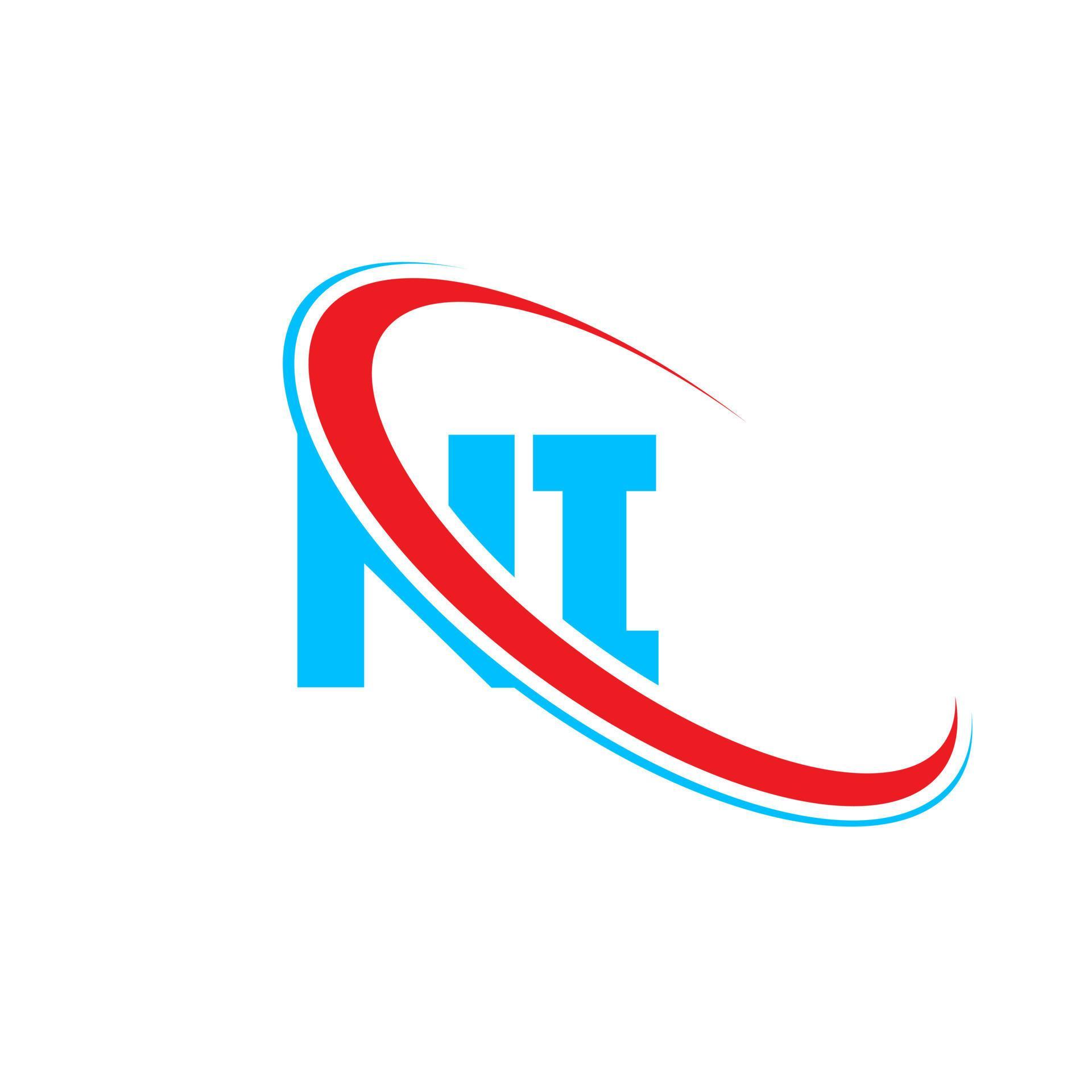 NI logo. NI design. Blue and red NI letter. NI letter logo design. Initial letter NI linked
