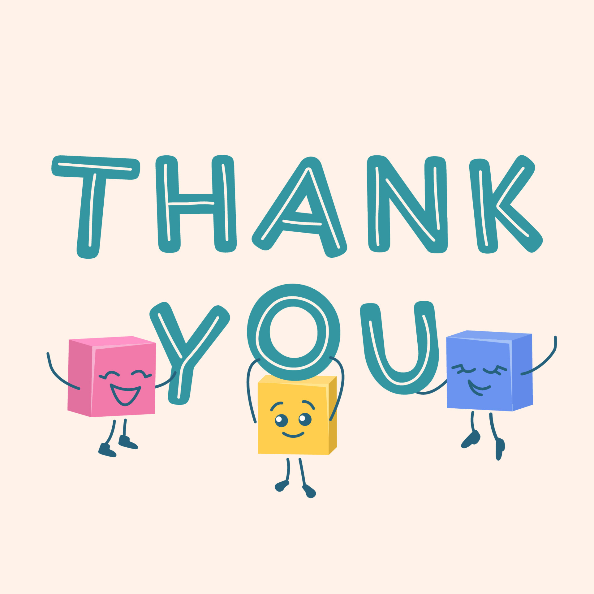Colorful thank you in Cartoon style. Funny boxes full of gratitude. Cute  funny faces. Cool lettering. Greeting card for banner, card, web. Vector  illustration. 11604451 Vector Art at Vecteezy