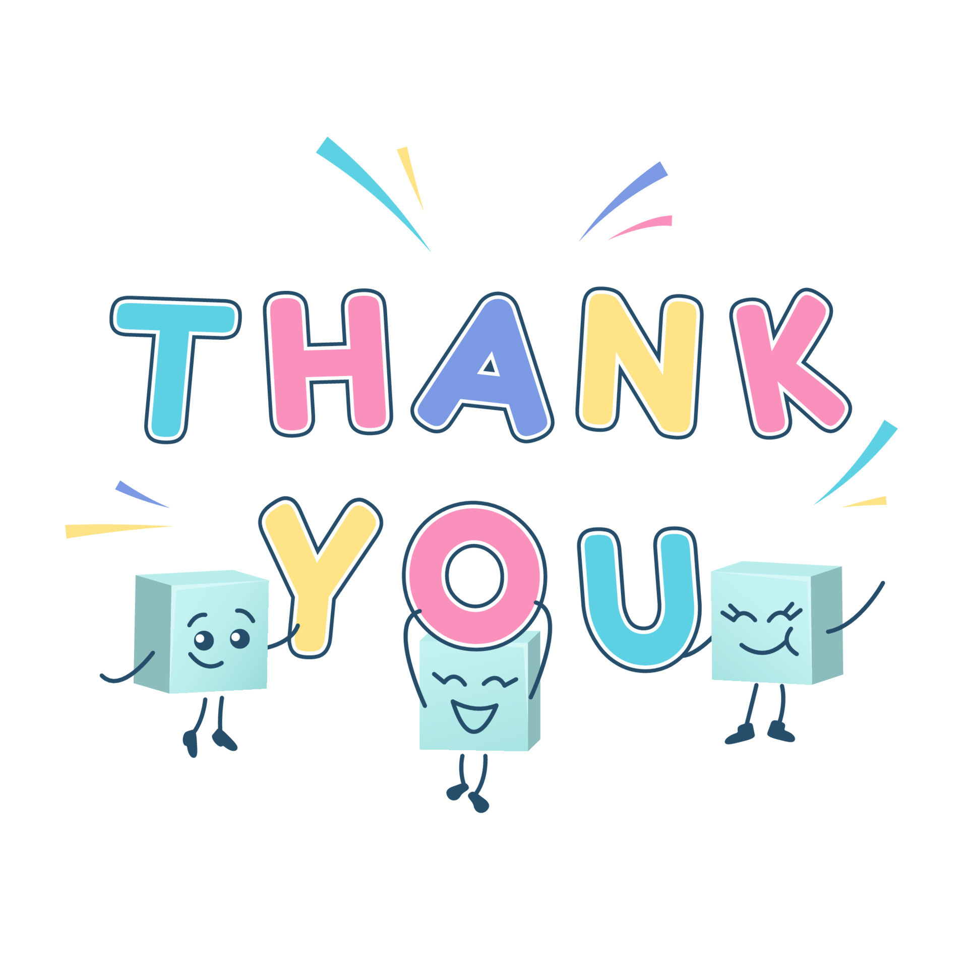 Colorful Thank You In Cartoon Style Funny Boxes Full Of Gratitude 
