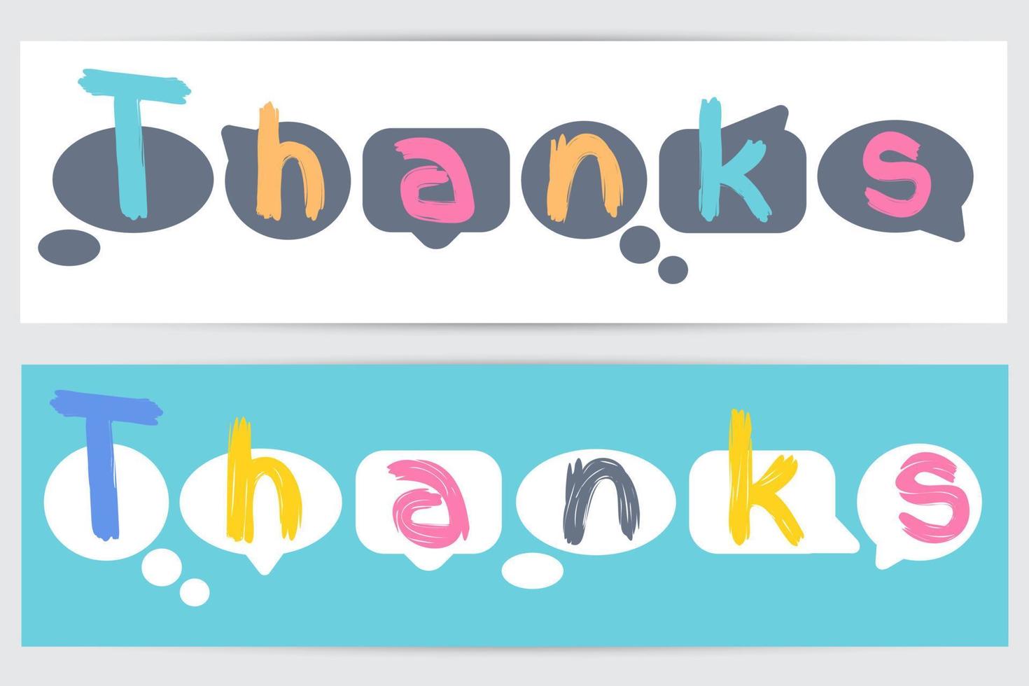Colorful thank you in Cartoon style. Thank you note. Cool lettering. Holiday design for banner, card, web. Greeting card. Vector illustration.