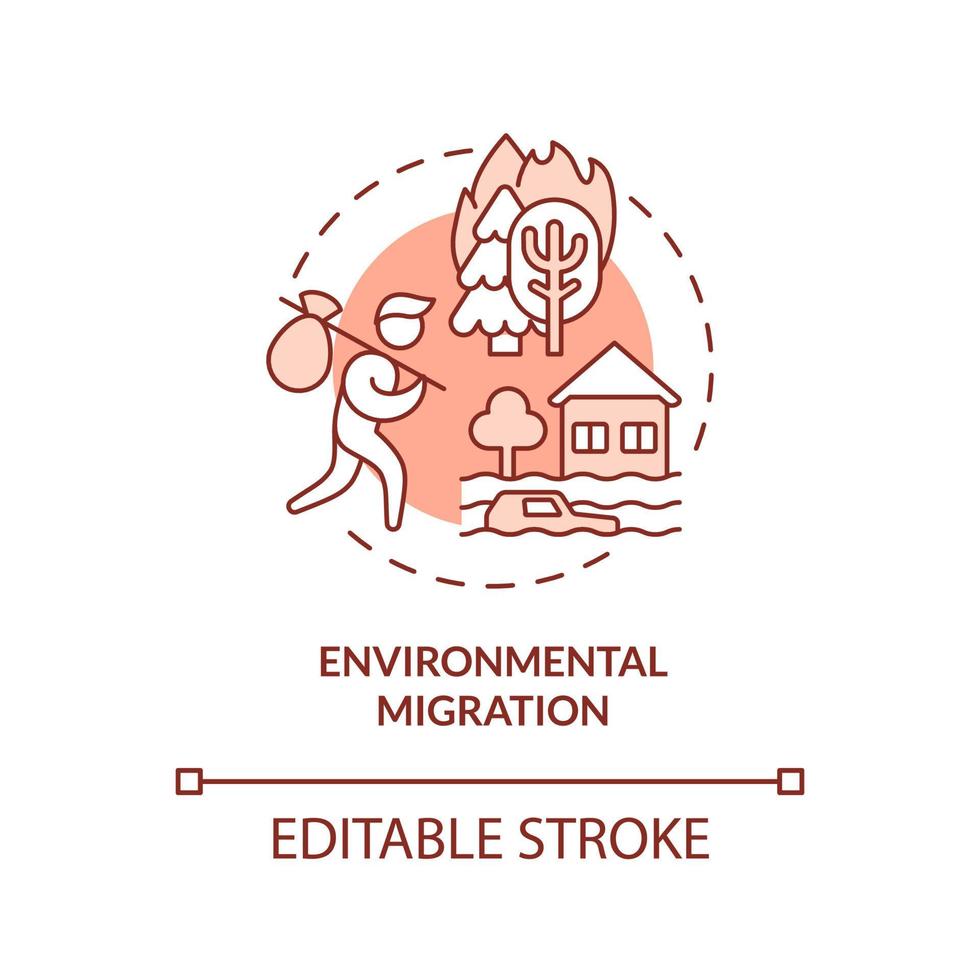 icono de concepto de terracota de migración ambiental. problemas de ecología. motivo de reubicación idea abstracta ilustración de línea delgada. dibujo de contorno aislado. trazo editable. arial, innumerables fuentes pro-bold utilizadas vector