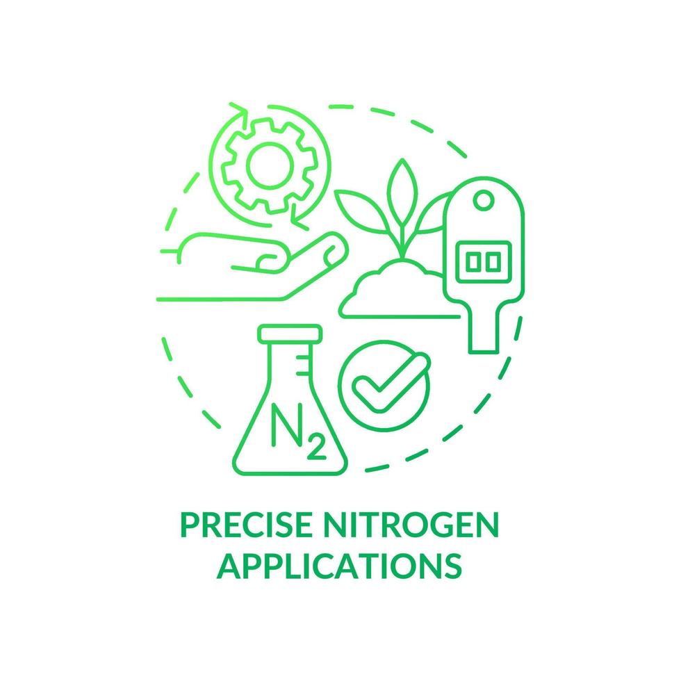 Precise nitrogen applications green gradient concept icon. Control of fertilizers. Farming trends abstract idea thin line illustration. Isolated outline drawing. Myriad Pro-Bold font used vector
