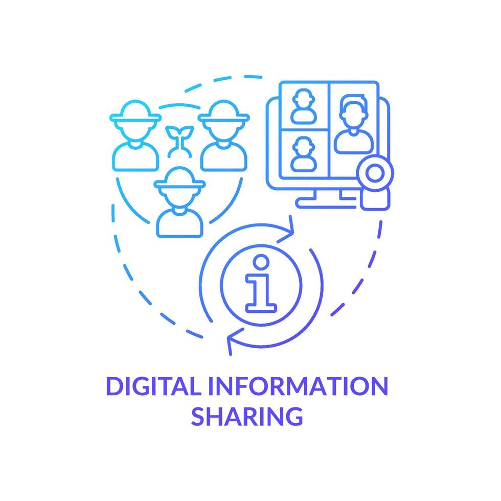 Digital information sharing blue gradient concept icon. Communication online. Farming trends abstract idea thin line illustration. Isolated outline drawing. Myriad Pro-Bold font used vector