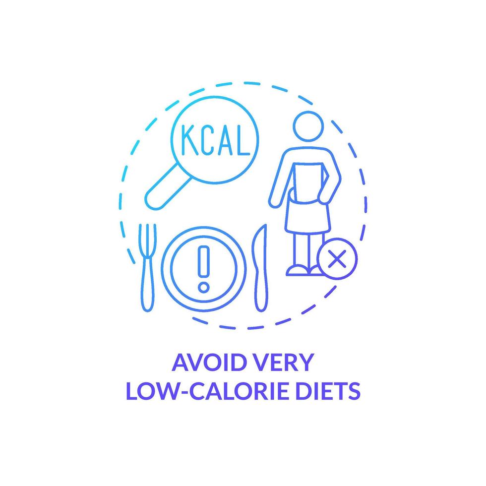 Avoid very low-calorie diets blue gradient concept icon. Supporting bones health abstract idea thin line illustration. Daily needs. Isolated outline drawing. Myriad Pro-Bold font used vector