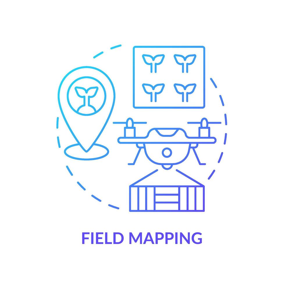 Field mapping blue gradient concept icon. Agricultural industry innovation. Farming trends abstract idea thin line illustration. Isolated outline drawing. Myriad Pro-Bold font used vector