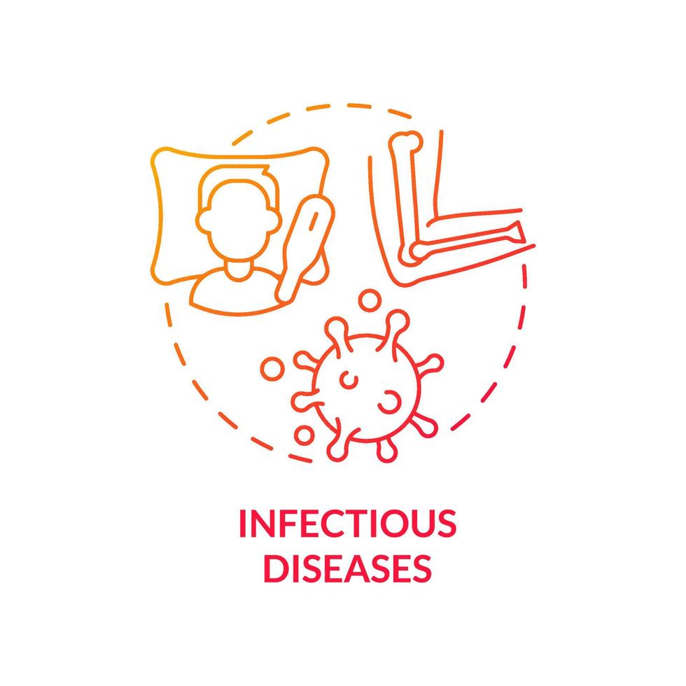 Infectious diseases red gradient concept icon. Common joint condition abstract idea thin line illustration. Bacterial infections. Isolated outline drawing. Myriad Pro-Bold font used vector