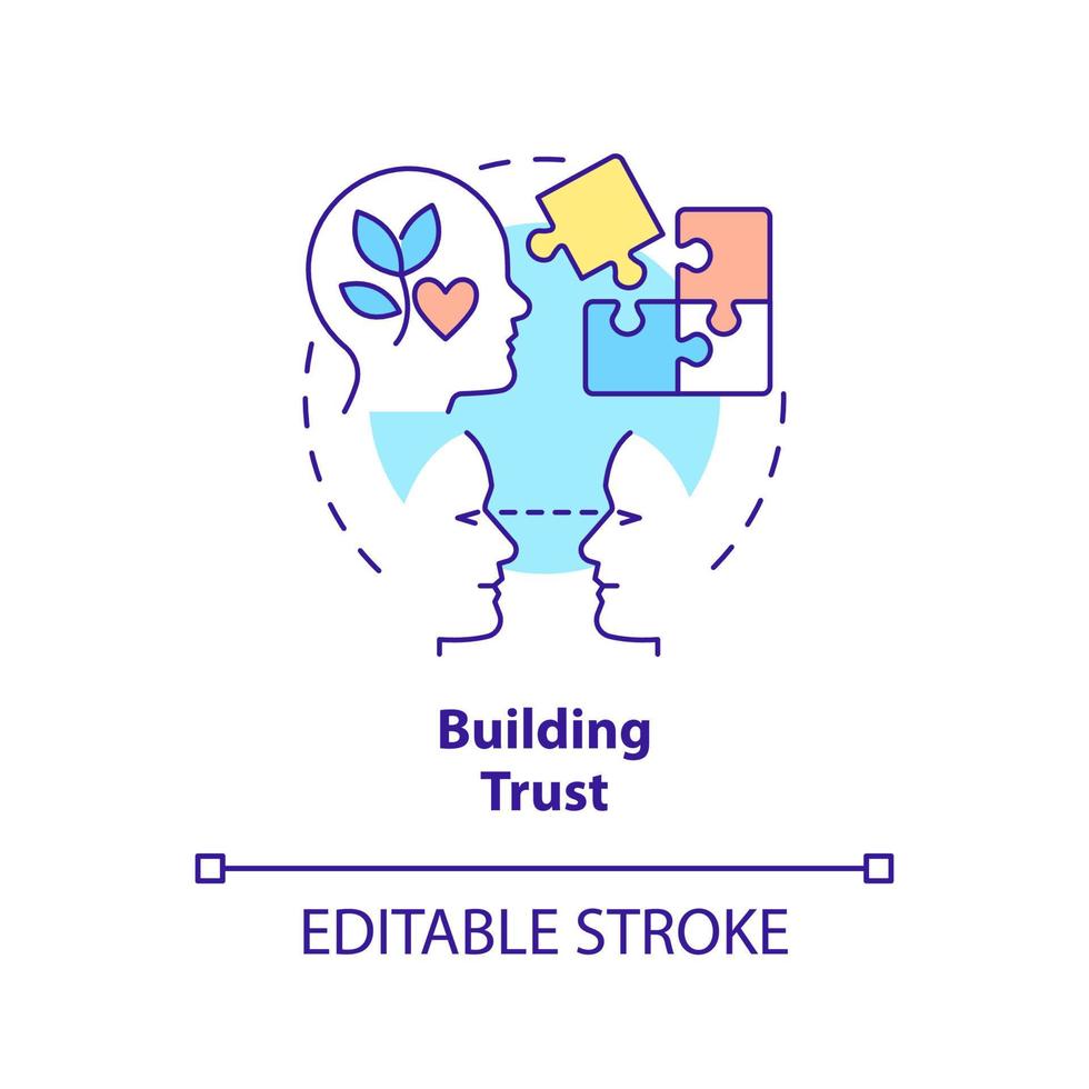 Building trust concept icon. Communication with candidates and employees. HR skills abstract idea thin line illustration. Isolated outline drawing. Editable stroke. Arial, Myriad Pro-Bold fonts used vector