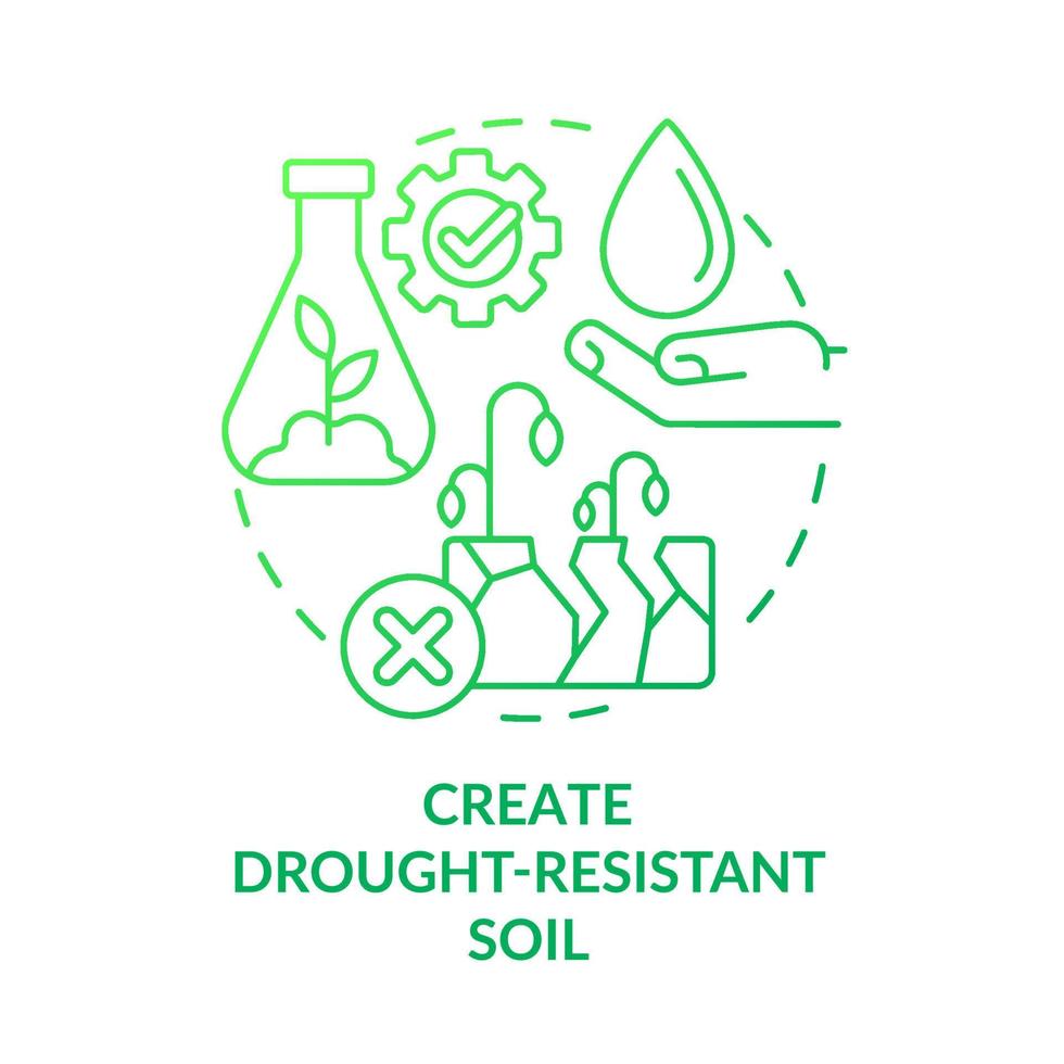 Create drought-resistant soil green gradient concept icon. Soil care. Shift to regenerative culture abstract idea thin line illustration. Isolated outline drawing. Myriad Pro-Bold font used vector