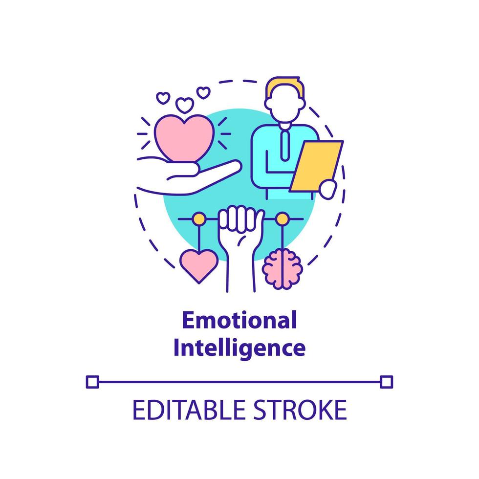 Emotional intelligence concept icon. Communicate effectively at work. HR skills abstract idea thin line illustration. Isolated outline drawing. Editable stroke. Arial, Myriad Pro-Bold fonts used vector