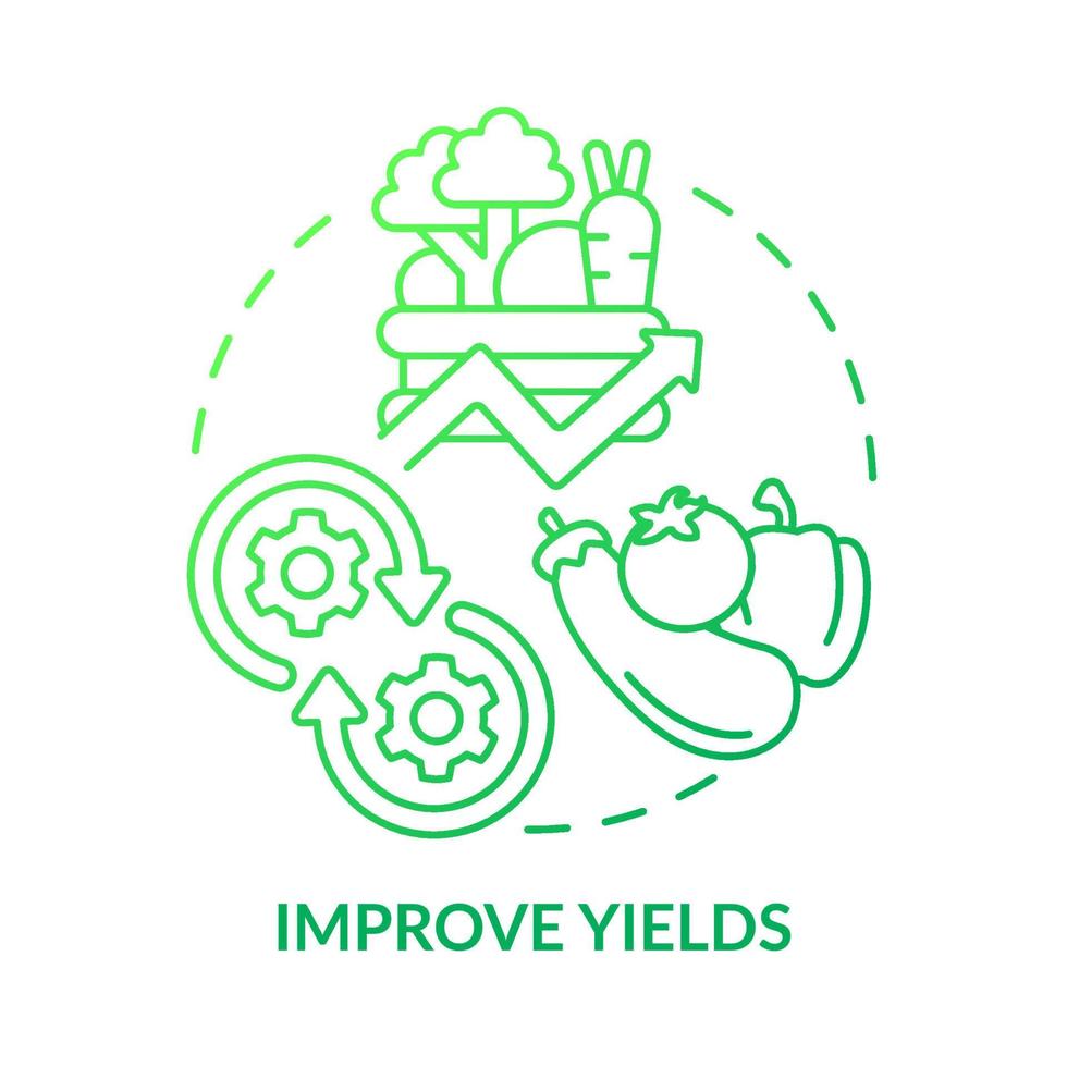 Improve yields green gradient concept icon. Crop and fertility. Shift to regenerative culture abstract idea thin line illustration. Isolated outline drawing. Myriad Pro-Bold font used vector