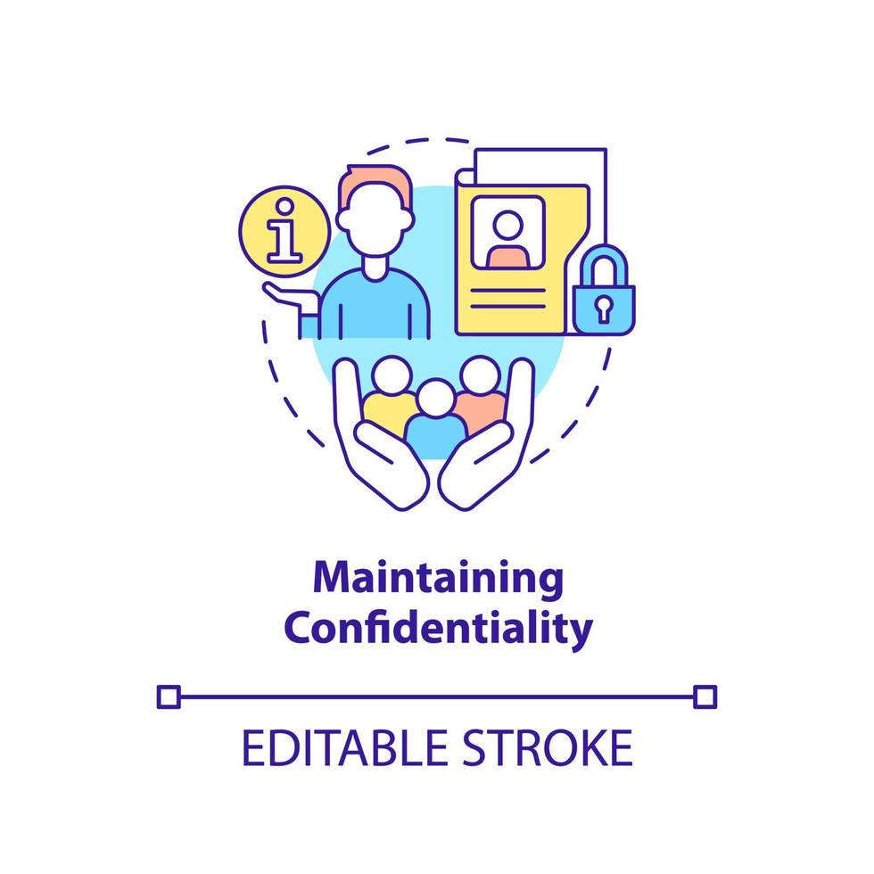Maintaining confidentiality concept icon. Sensitive information protection. HR skills abstract idea thin line illustration. Isolated outline drawing. Editable stroke. Arial, Myriad Pro-Bold fonts used vector