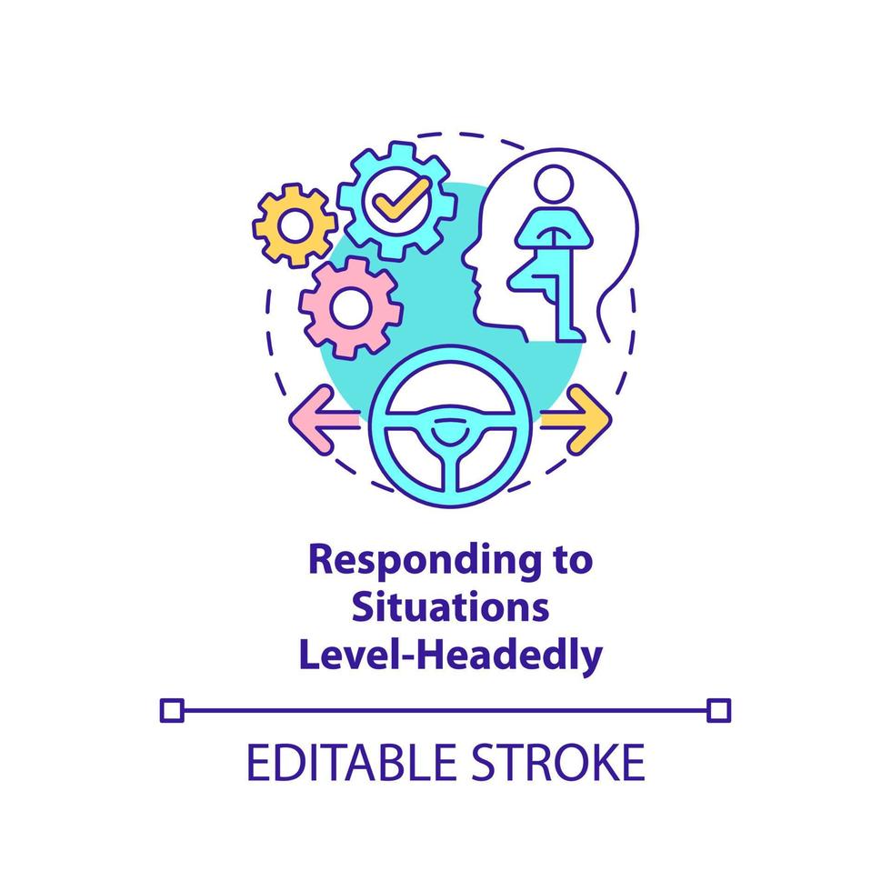 Responding to situations level-headedly concept icon. Crisis management. HR skills abstract idea thin line illustration. Isolated outline drawing. Editable stroke. Arial, Myriad Pro-Bold fonts used vector
