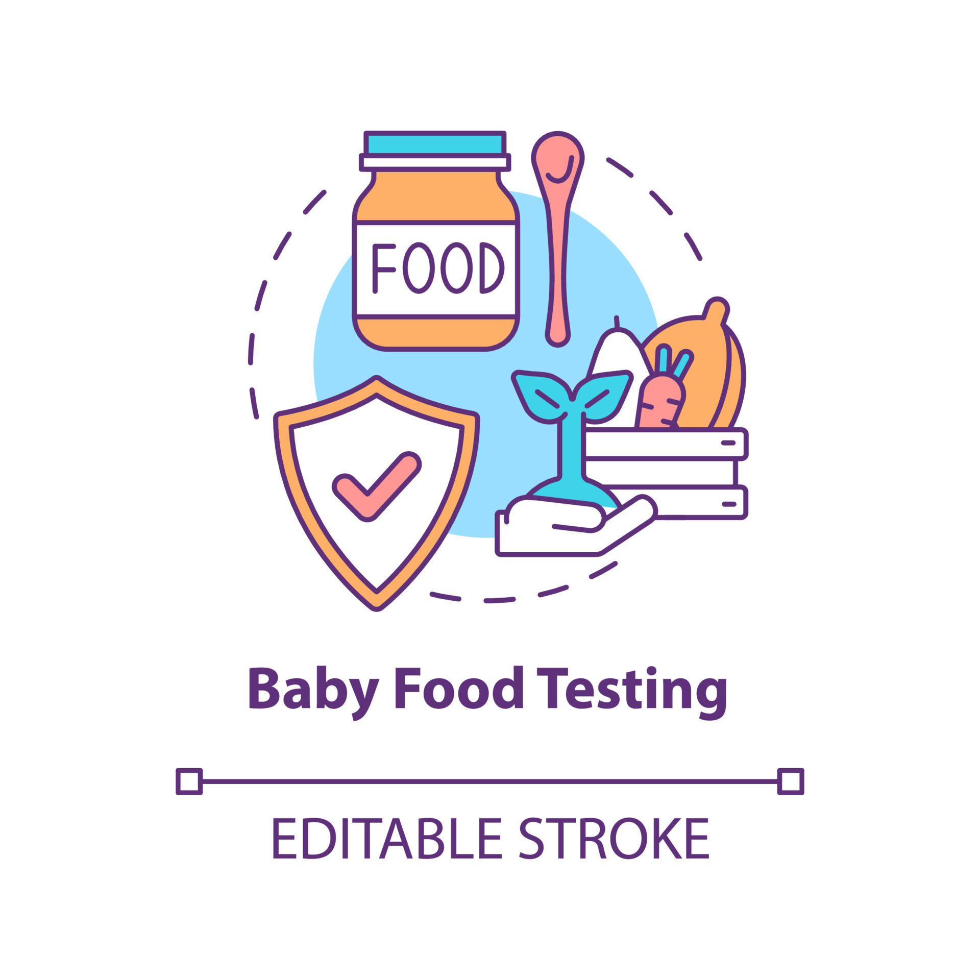 Baby food testing concept icon. Expertise in food market abstract idea