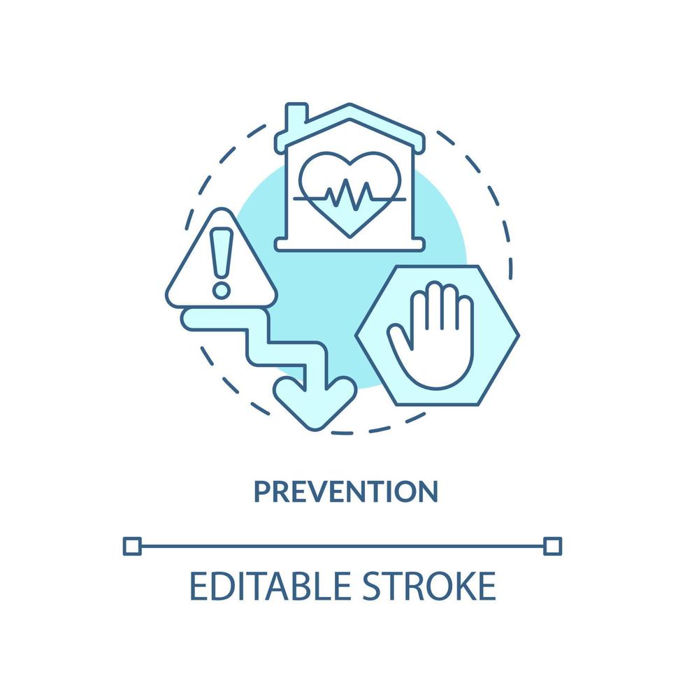 Prevention turquoise concept icon. Support patient condition. Palliative care stage abstract idea thin line illustration. Isolated outline drawing. Editable stroke. Arial, Myriad Pro-Bold fonts used vector