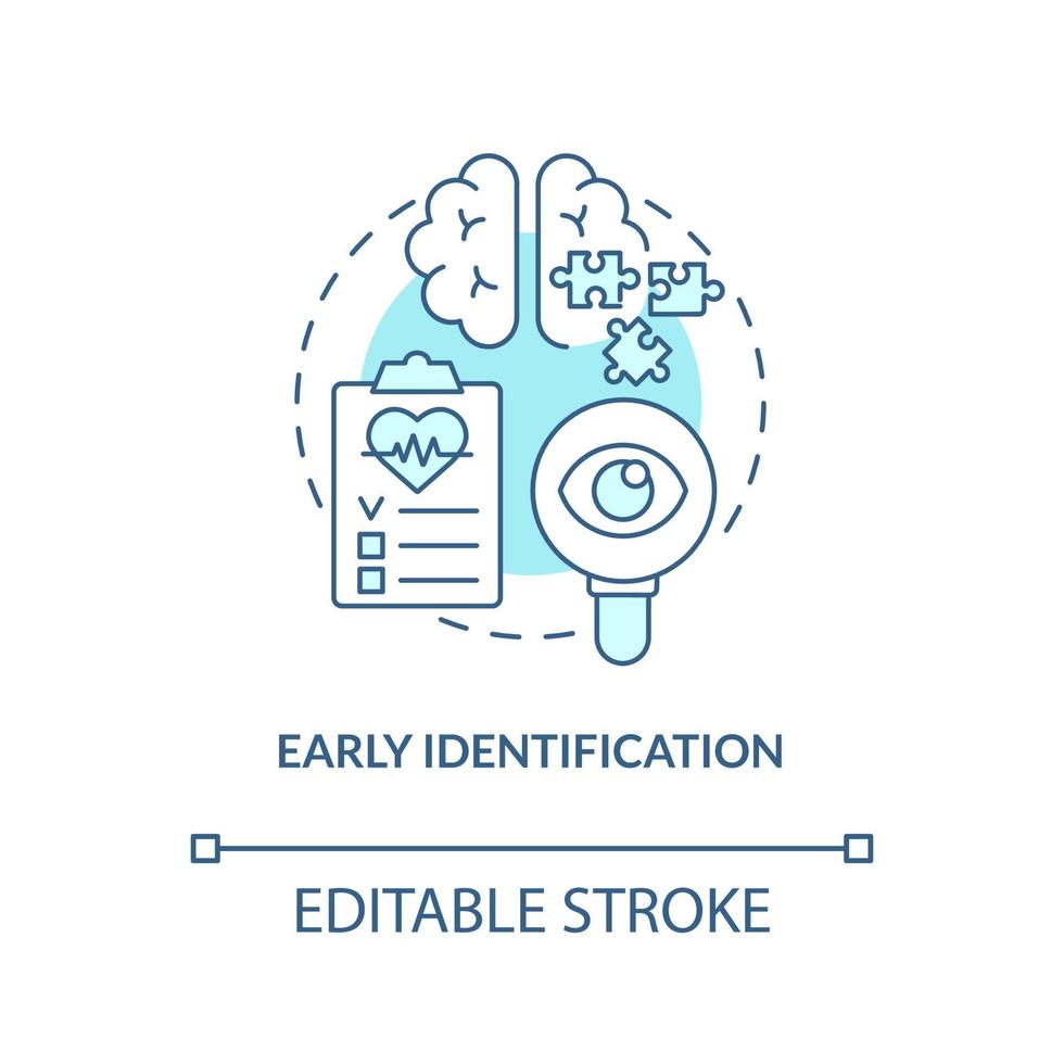 Early identification turquoise concept icon. Patient service. Palliative care stage abstract idea thin line illustration. Isolated outline drawing. Editable stroke. Arial, Myriad Pro-Bold fonts used vector