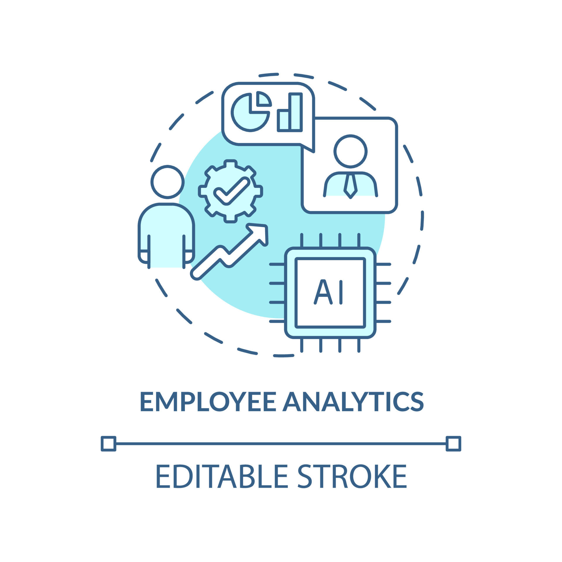 Employee Analytics Turquoise Concept Icon Examples Of Automation In Employee Analytics Turquoise Concept Icon Examples Of Automation In