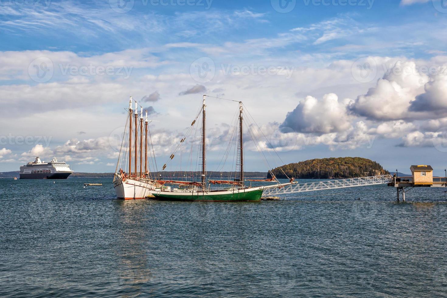 Boats at Frenchman Bay in Maine photo