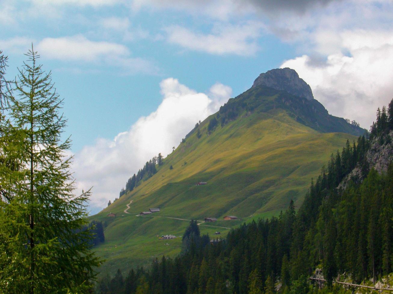 kallbrunn alm and peak of Hochkranz, austrian alps photo