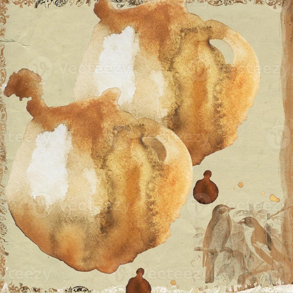 Coffee Stain on Vintage Backgrounds photo