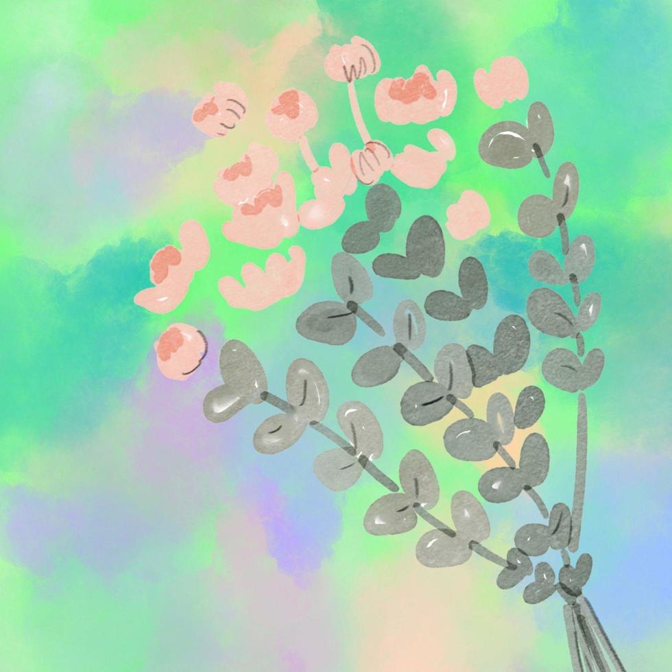Watercolor Flowers With Watercolor Background photo