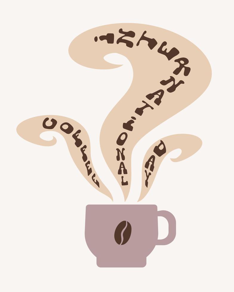 Isolated cup of coffee with vapor and International coffee day in flat style. vector