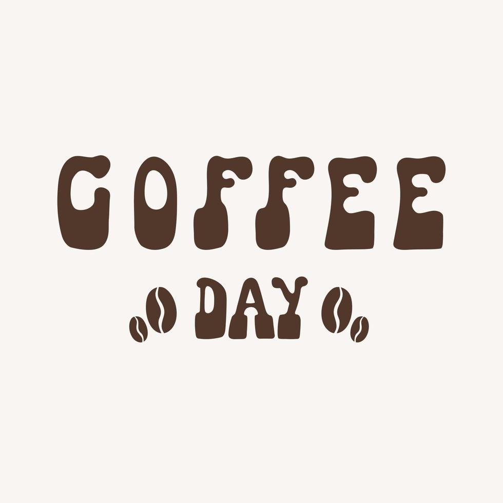 Inscription Coffee day with beans in retro style vector