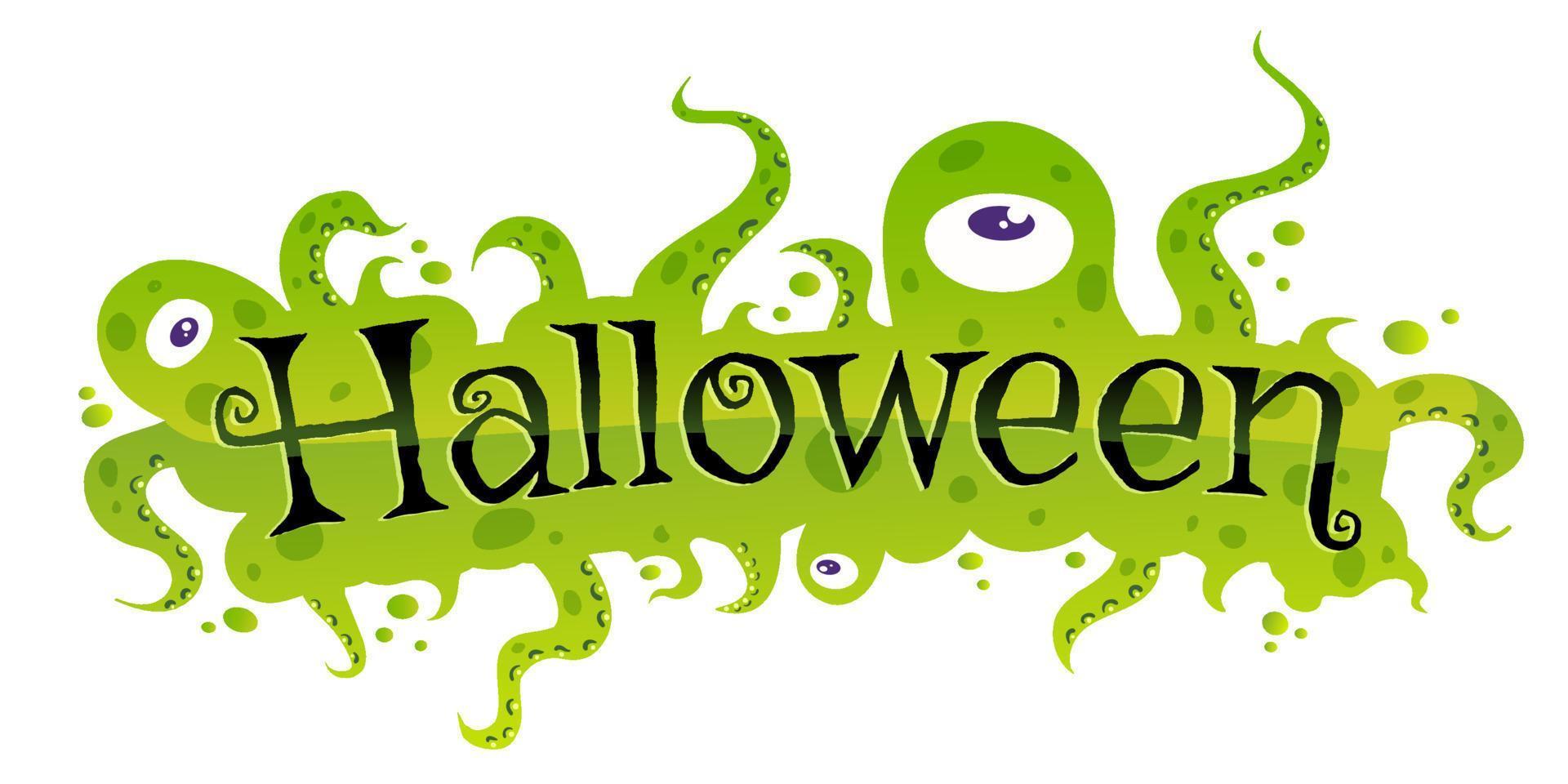 Vector banner for Halloween with green monsters