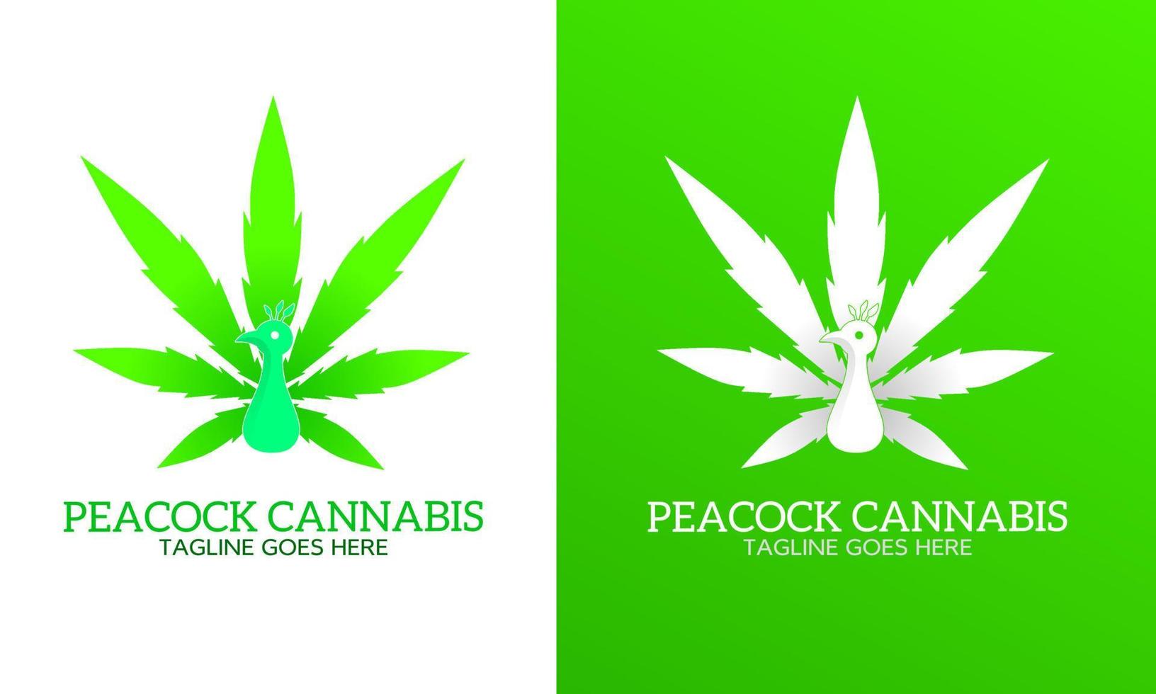 Illustration vector graphics of template logo peacock cannabis