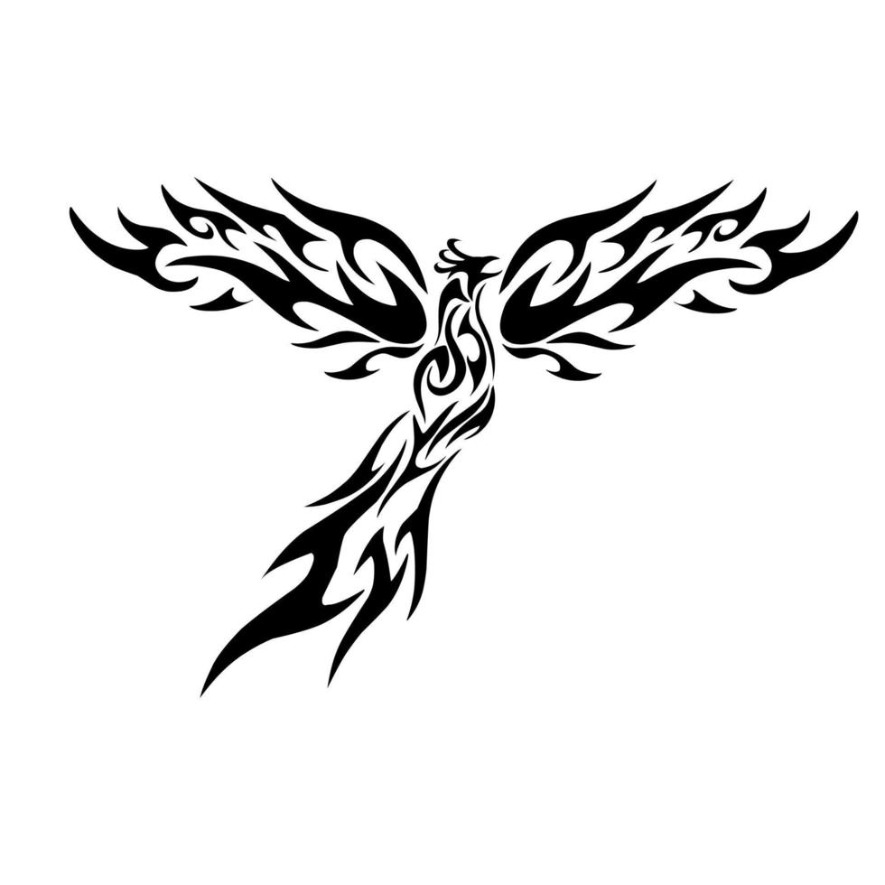 gráficos vectoriales de ilustración del arte del tatuaje tribal phoenix vector