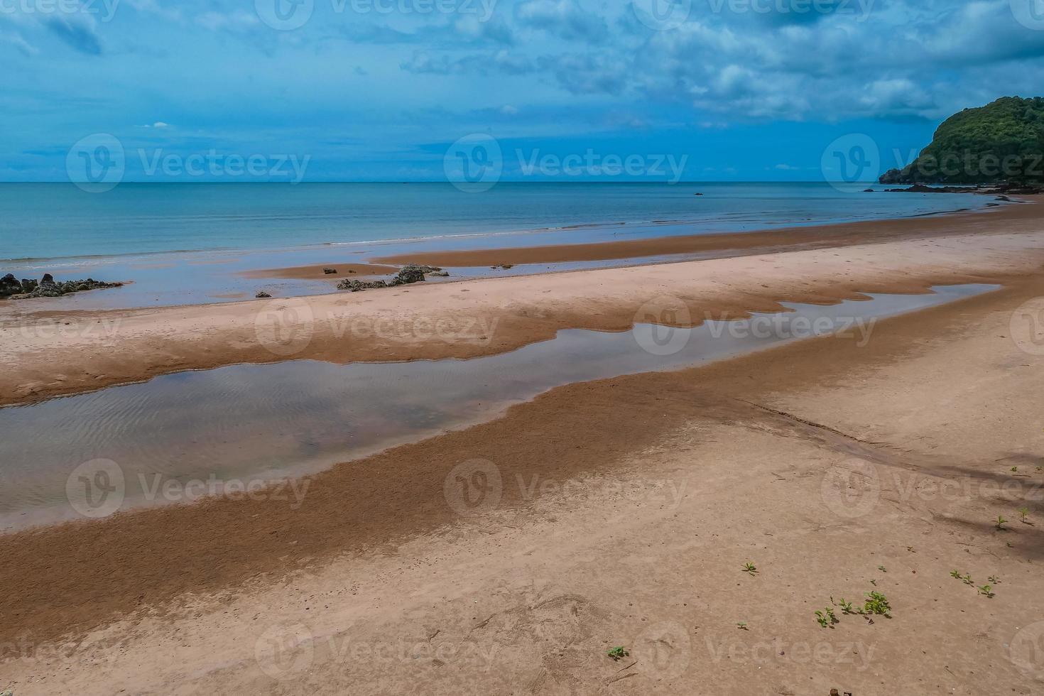 Beautiful sea in the morning with rain cloud on Thailand. photo