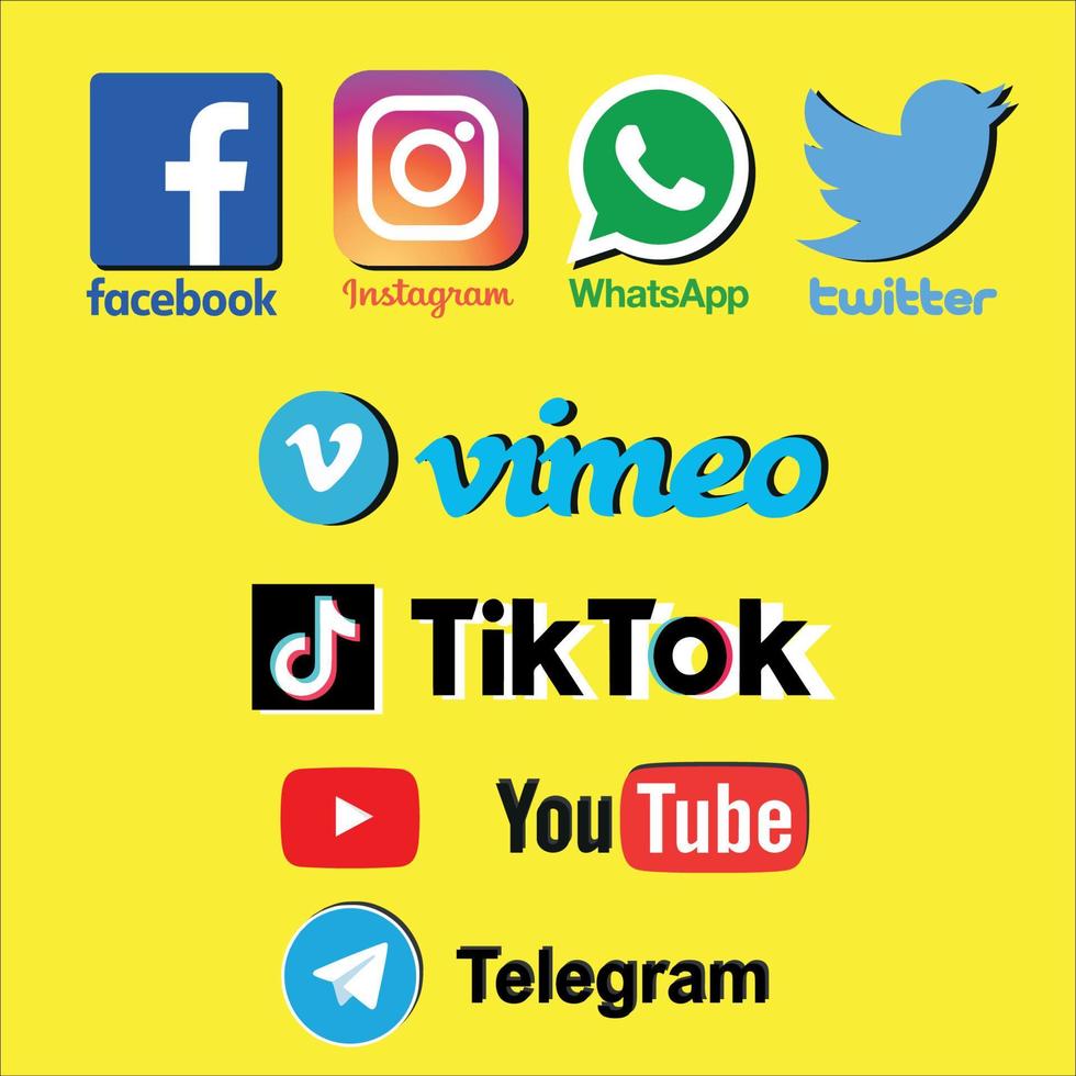 international social media in original color LOGO vector