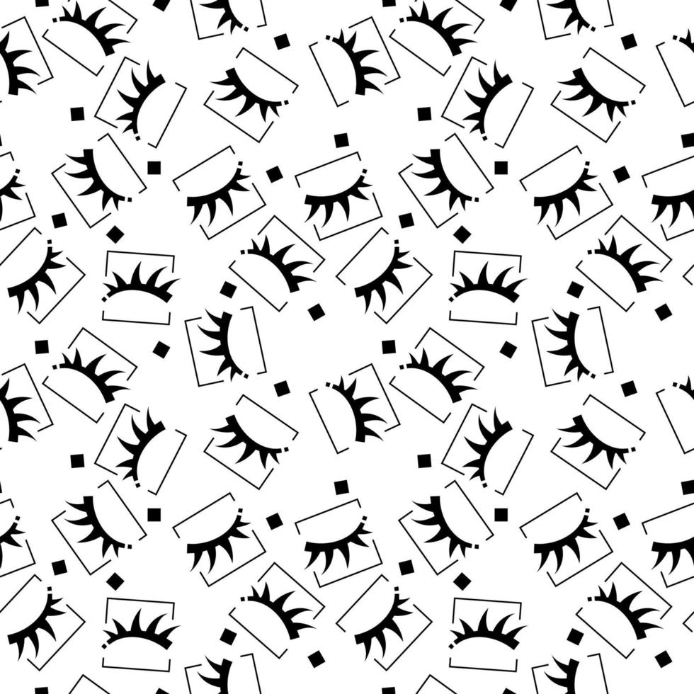 Seamless patterns with eyelashes. The element of the cpackaging design beauty productsorporate style of salon eyelash extensions vector