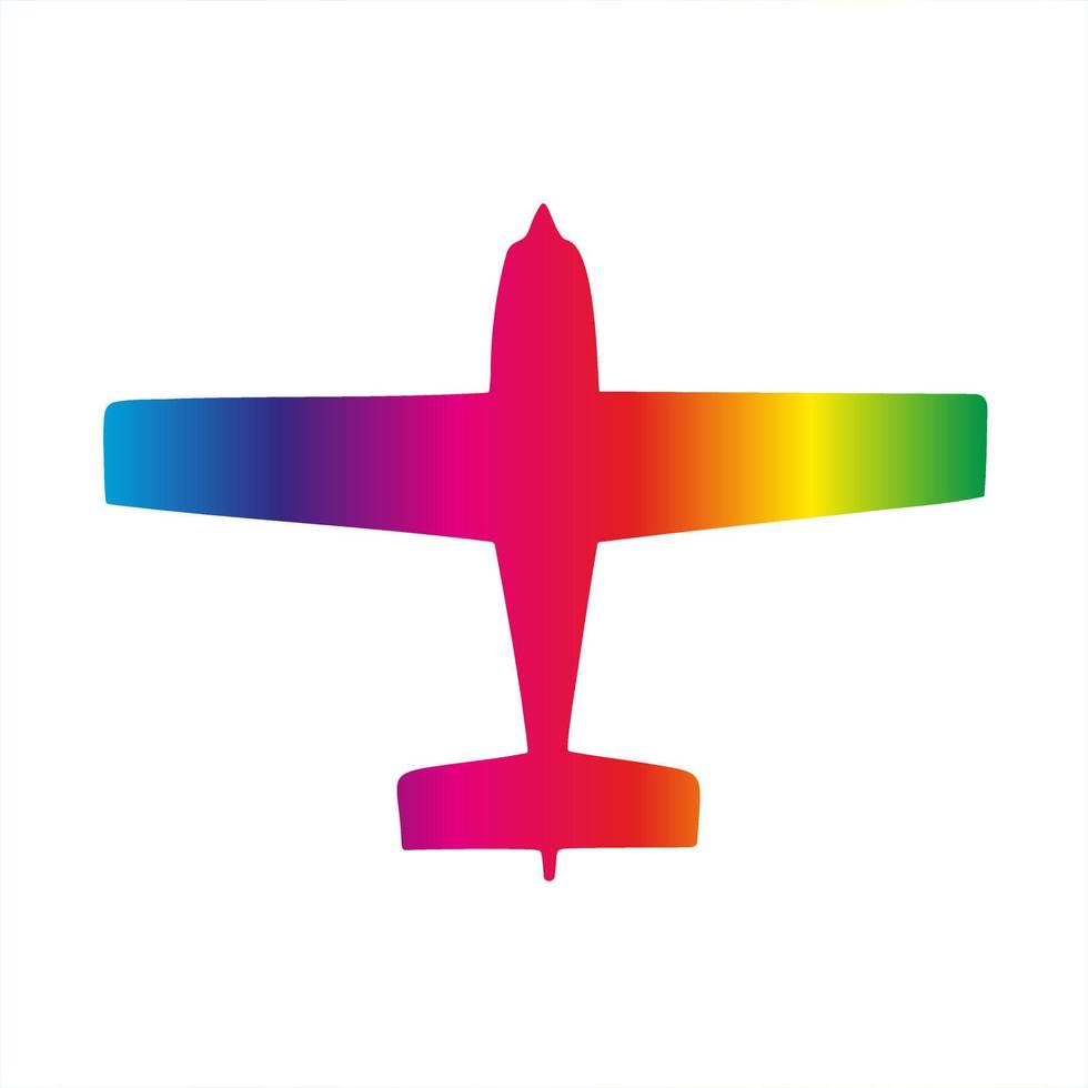 silueta, ilustración, de, avión, con, multicolor, gradiente, aislado, blanco, plano de fondo vector