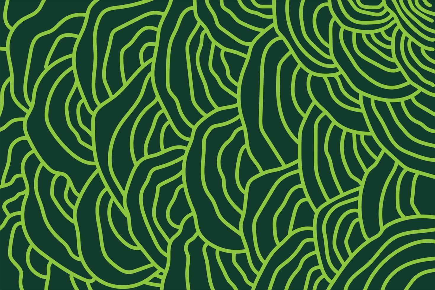 Hand drawn green wavy line doodle art pattern abstract illustration for background vector