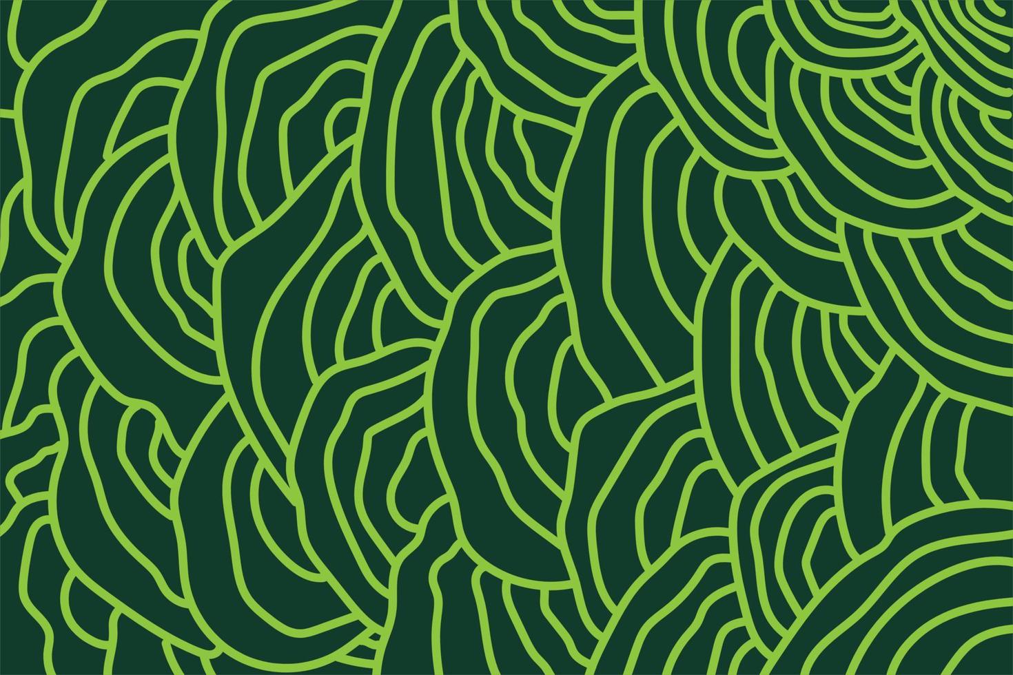 dibujado a mano línea ondulada verde patrón de arte de garabato ilustración abstracta para el fondo vector