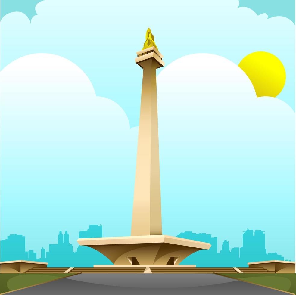 Monumen nasional Jakarta or Monas is icon of Jakarta city Indonesia, monas vector stock illustration