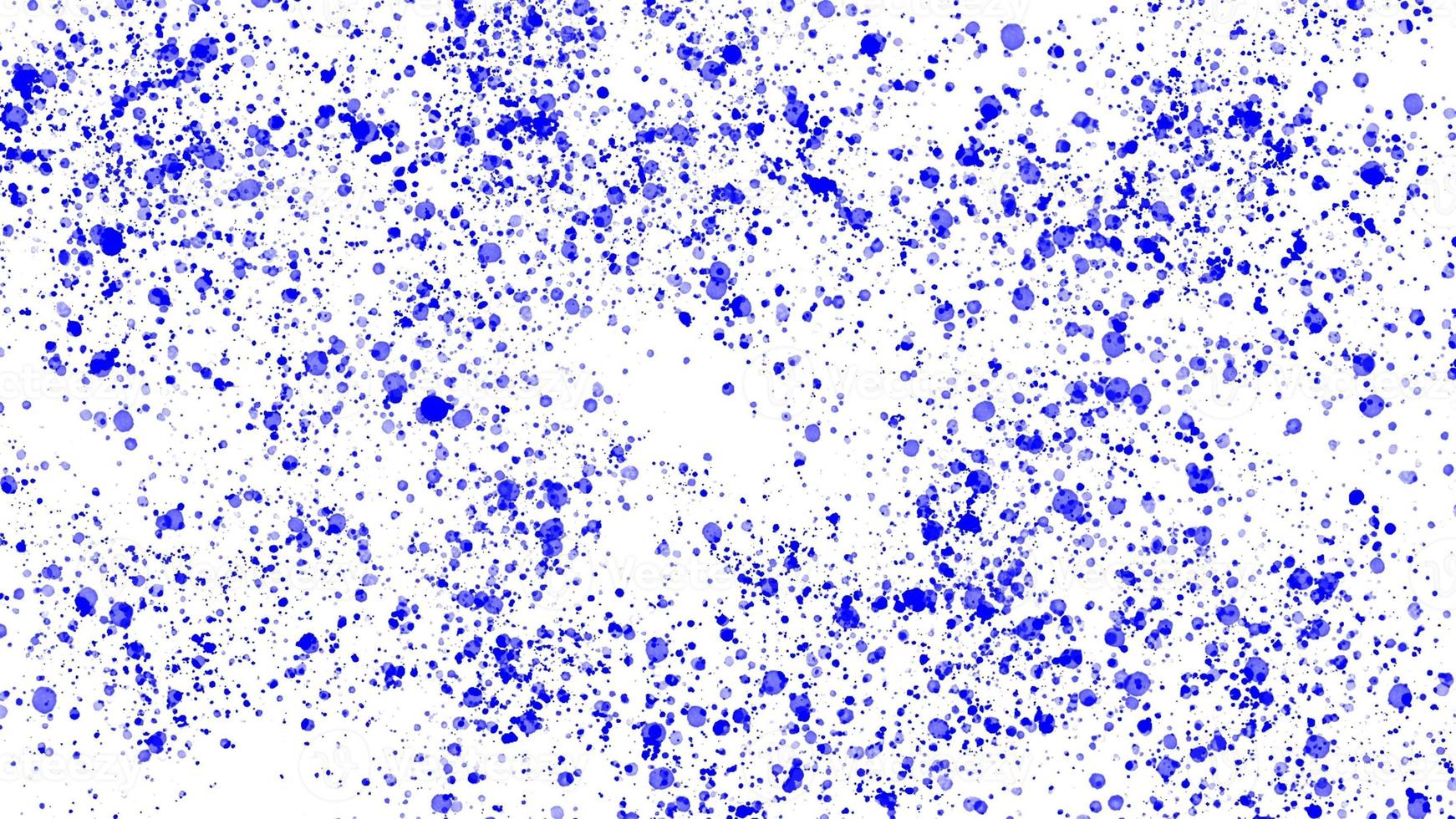 Texture of splashes of blue paint on white background. Small blue drops on wet paper. photo