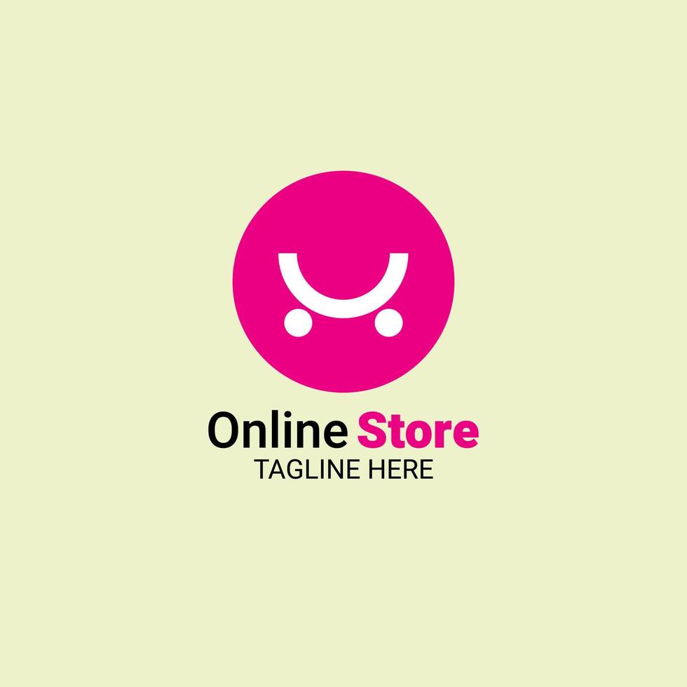 logotipo de tienda en línea profesional con una forma muy simple y elegante en color magenta sólido vector